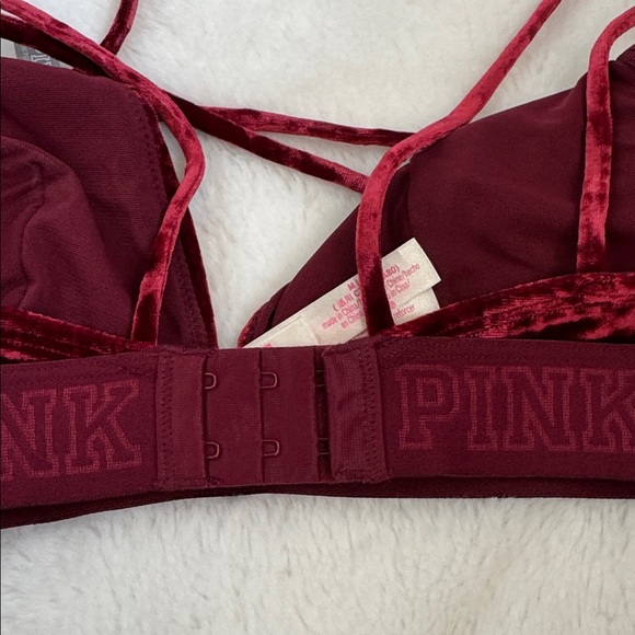 NWT PINK Victoria's Secret Burgundy Velvet Bralette Size M - Picture 8 of 9